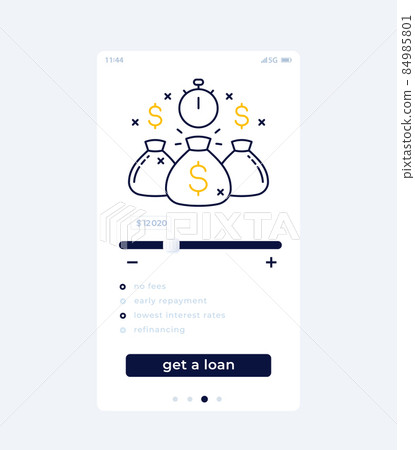 Fast loan mobile app, ui design, vector 84985801