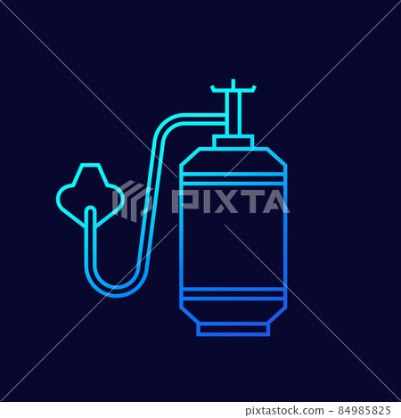 oxygen tank and mask icon, linear vector oxygen tank and mask icon, linear vector 84985825