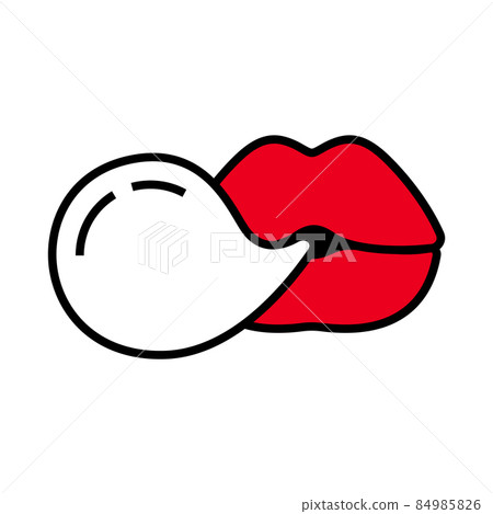 Female lips blowing gum bubble, beauty mouth Female lips blowing gum bubble, beauty mouth 84985826