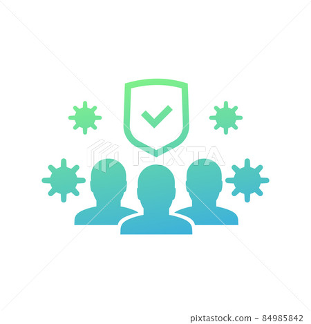 herd immunity, immune to a virus vector icon herd immunity, immune to a virus vector icon 84985842