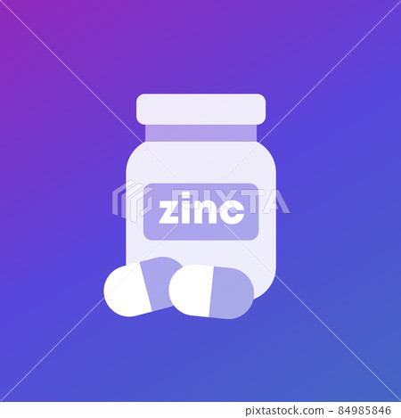 Zinc mineral icon, capsules and bottle vector 84985846