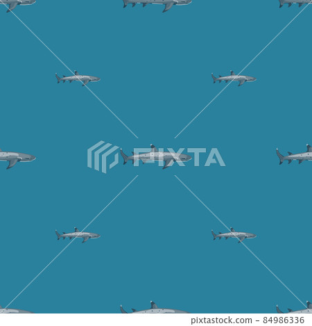 Reef shark seamless pattern in scandinavian style. Marine animals background. Vector illustration for children funny textile. Reef shark seamless pattern in scandinavian style. Marine animals background. Vector illustration for children funny textile. 84986336