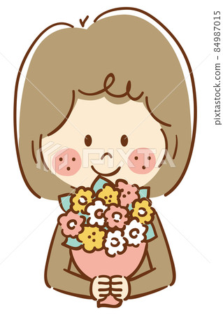 雙手捧花的女性 84987015