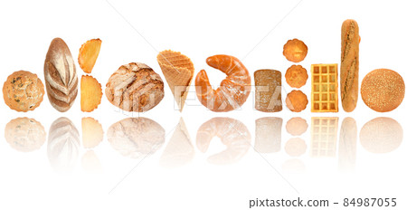 Fresh baked goods with light reflection isolated on white 84987055