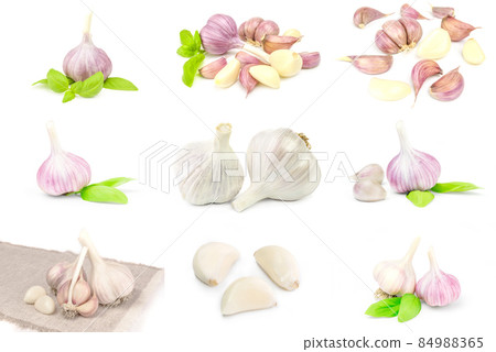 Set of Garlic on a white background. Clipping path 84988365