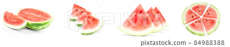 Collage of Fresh watermelon isolated on a white cutout 84988388