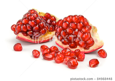Ripe pomegranate fruit isolated on white background cutout 84988448