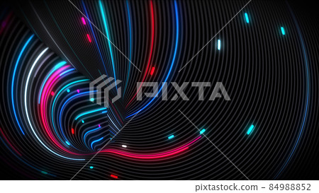 3D rendering of spiral bright vortex streams of light on a surface with lines 3D rendering of spiral bright vortex streams of light on a surface with lines 84988852