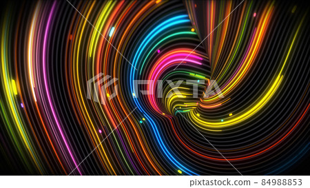 3D rendering of spiral bright vortex streams of light on a surface with lines 3D rendering of spiral bright vortex streams of light on a surface with lines 84988853
