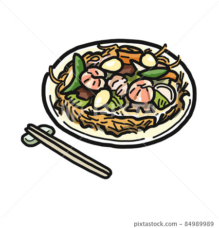 Illustration of Nagasaki Sara Udon served on a plate 84989989