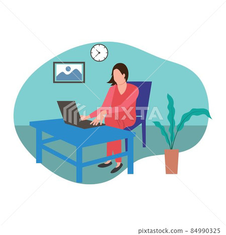 Women work from home illustration Women work from home illustration 84990325