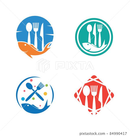 Seafood fork and spoon logo Seafood fork and spoon logo 84990417