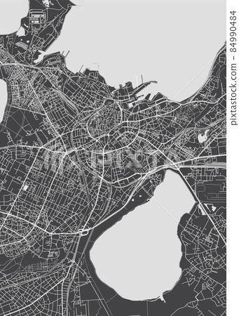City map Tallinn, monochrome detailed plan, vector illustration 84990484