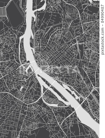City map Riga, monochrome detailed plan, vector illustration 84990487