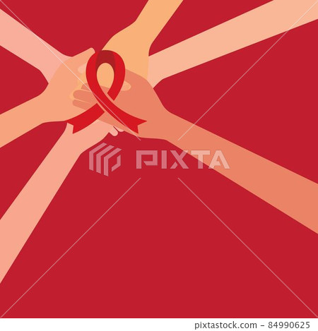 Hand with ribbon Breast cancer awareness Hand with ribbon Breast cancer awareness 84990625