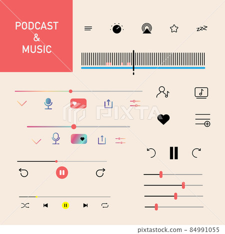 Music player button interface set. - Stock Illustration [84991055] - PIXTA