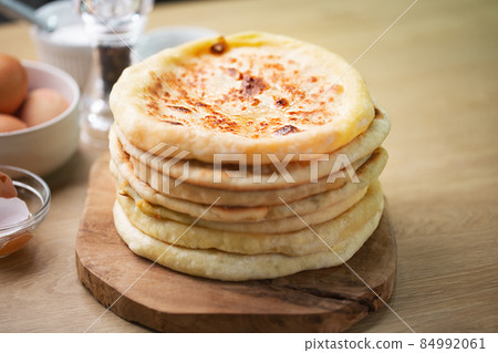 Khachapuri is cheese bread, traditional caucasian food Khachapuri is cheese bread, traditional caucasian food 84992061
