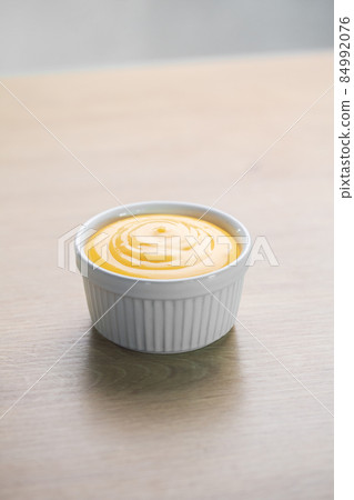 Homemade mayonnaise prepared with eggs and oil 84992076