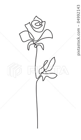 Rose flower. Continuous drawing Rose flower. Continuous drawing 84992143