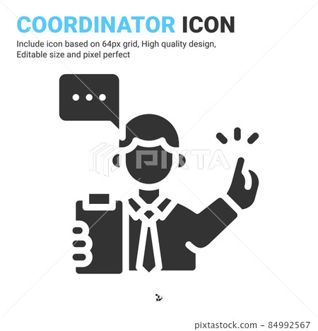 Coordinator icon vector with glyph style isolated on white background. Vector illustration manager sign symbol icon concept for business, finance, industry, company, apps, web and all project Coordinator icon vector with glyph style isolated on white background. Vector illustration manager sign symbol icon concept for business, finance, industry, company, apps, web and all project 84992567