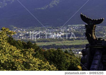德島縣阿波市，從霧畑寺10號四國88處眺望阿波川島 84993293