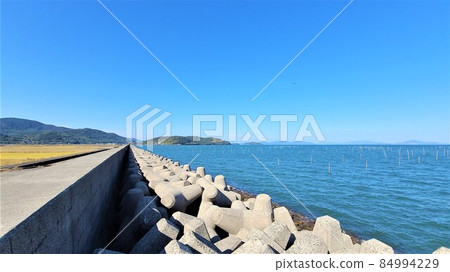 鹿兒島縣和泉市美麗豐饒的原島海岸海、海藻養殖、剃刀貝產區 84994229