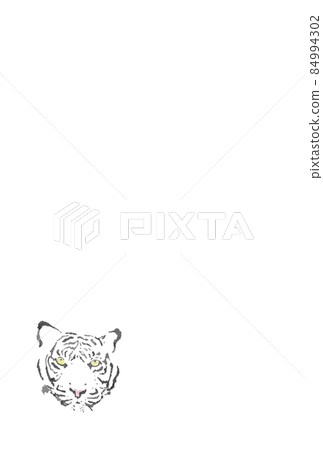 White tiger face watercolor small vertical 84994302