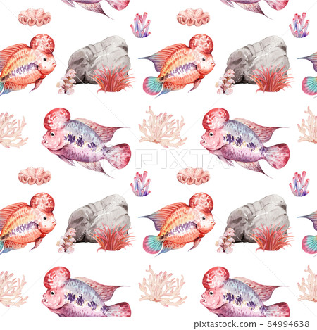 flower horn ciclid fish watercolor pattern seamless png flower horn ciclid fish watercolor pattern seamless png 84994638