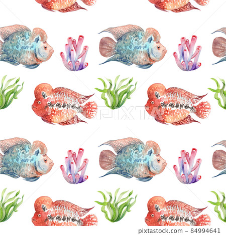 flower horn ciclid fish watercolor pattern seamless png flower horn ciclid fish watercolor pattern seamless png 84994641