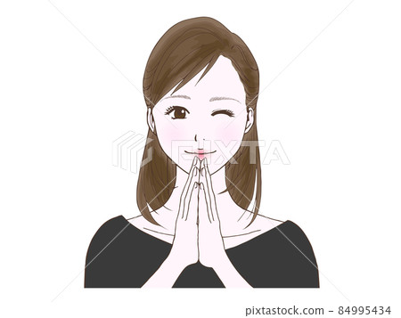 Semi-long female making a request ② (wink) 84995434