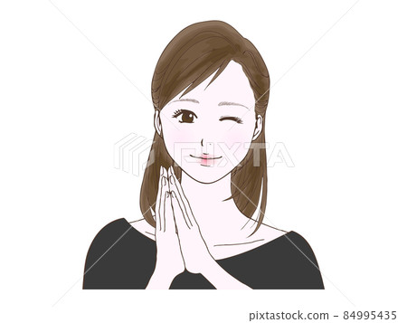 Semi-long female making a request ① (wink) Semi-long female making a request ① (wink) 84995435