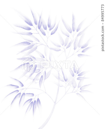 Light and astringent blue-purple ink painting-like watercolor bamboo bamboo grass illustration with cutout pass Background white Other colors available Light flower cherry blossoms 84995773