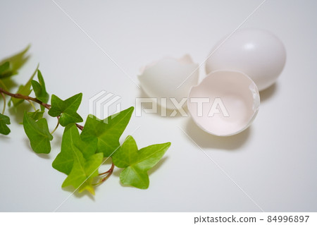 Egg shell, chicken egg and green 84996897