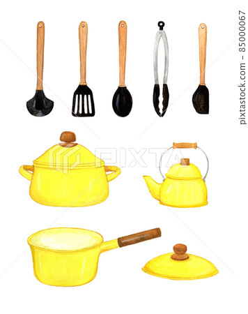 手繪水彩炊具套裝圖 手繪水彩炊具套裝圖 85000067