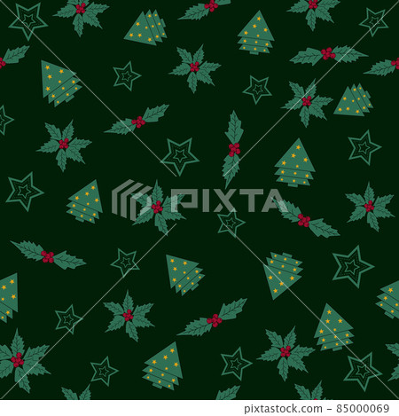 Winter season background,  Green leaves seamless Background, Christmas  seamless Pattern, Green Background 85000069