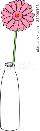 單輪非洲菊_彩色線描 單輪非洲菊_彩色線描 85000368