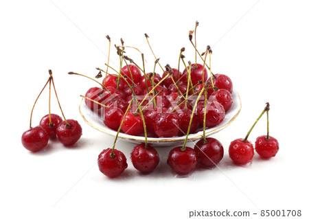 Red cherries on dish Red cherries on dish 85001708
