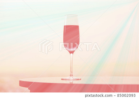 融入風景、光線和復制空間的粉紅色香檳酒杯 融入風景、光線和復制空間的粉紅色香檳酒杯 85002093