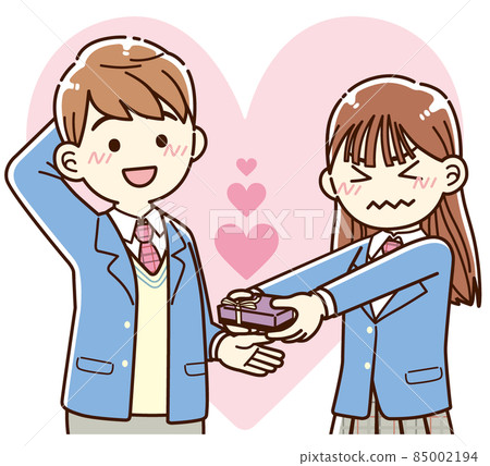 Student handing over favorite chocolate_line drawing ver 85002194