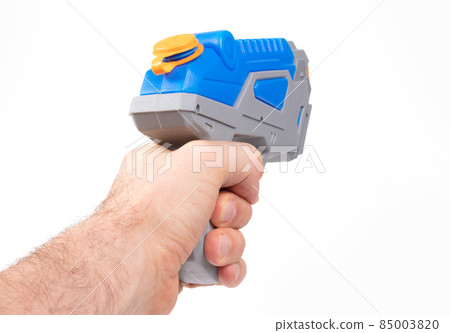 Modern small water pistol isolated on white 85003820