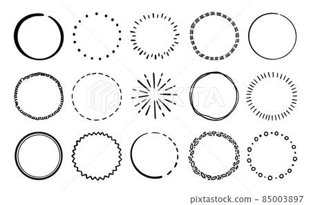 Hand drawn circle line badge set. Hand drawn circle line badge set. 85003897