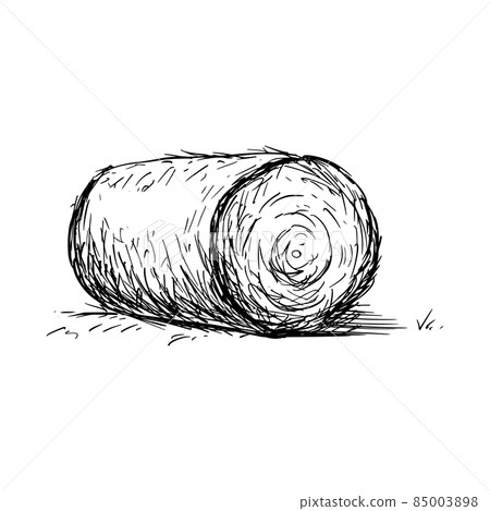 Hay bale farm drawing sketch Hay bale farm drawing sketch 85003898
