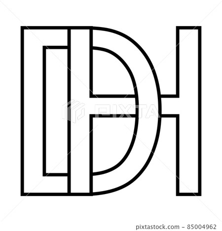 Logo sign dh hd icon sign, interlaced letters d h Logo sign dh hd icon sign, interlaced letters d h 85004962