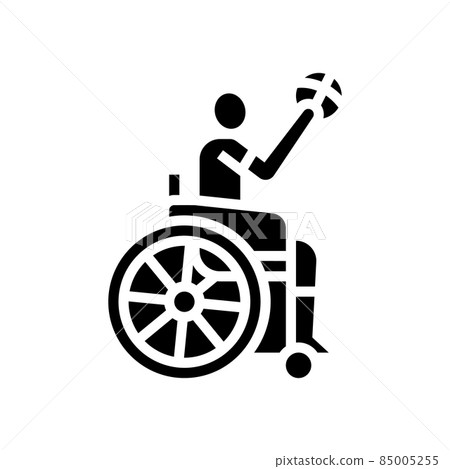 basketball game play handicapped athlete glyph icon vector illustration 85005255