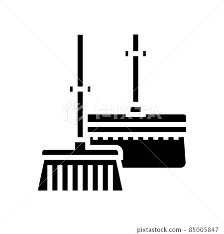 broom and brush for clean dust glyph icon vector illustration broom and brush for clean dust glyph icon vector illustration 85005847