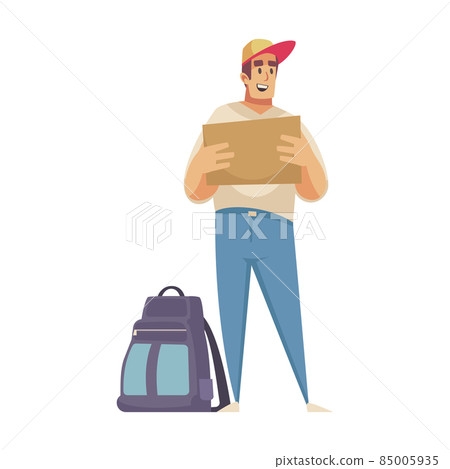 Hitchhiking Boy Autostop Composition Hitchhiking Boy Autostop Composition 85005935