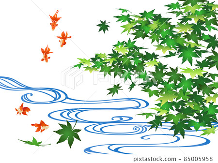 藍楓與流水和金魚 85005958