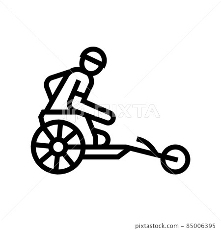 bicycle riding race handicapped athlete line icon vector illustration bicycle riding race handicapped athlete line icon vector illustration 85006395