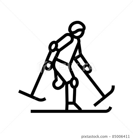 skiing handicapped athlete line icon vector illustration 85006411