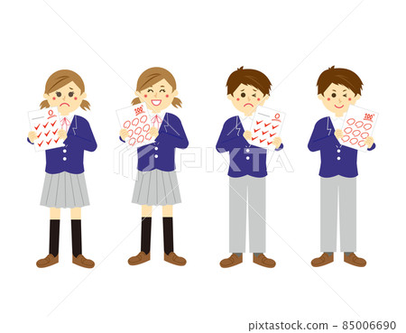 Male and female students with test answer sheets 85006690